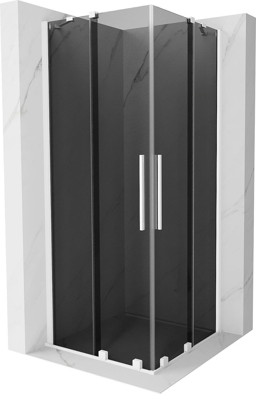 Mexen Velar Duo kabina prysznicowa rozsuwana 80x80 cm, grafit, biała - 871-080-080-42-20