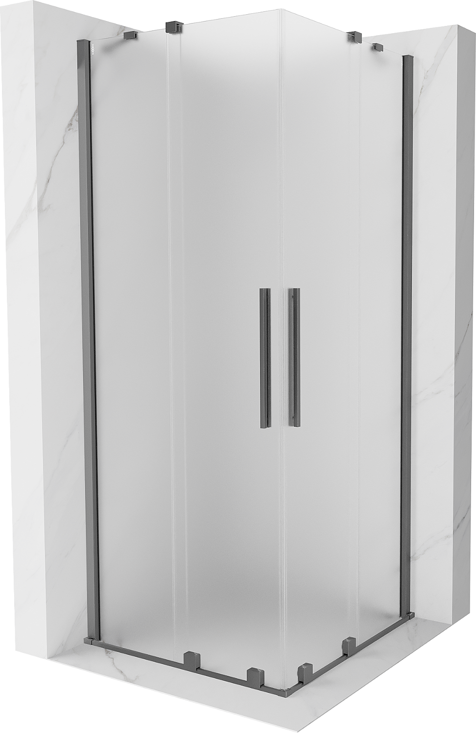 Mexen Velar Duo kabina prysznicowa rozsuwana 80x80 cm, szron, gun metal - 871-080-080-32-95