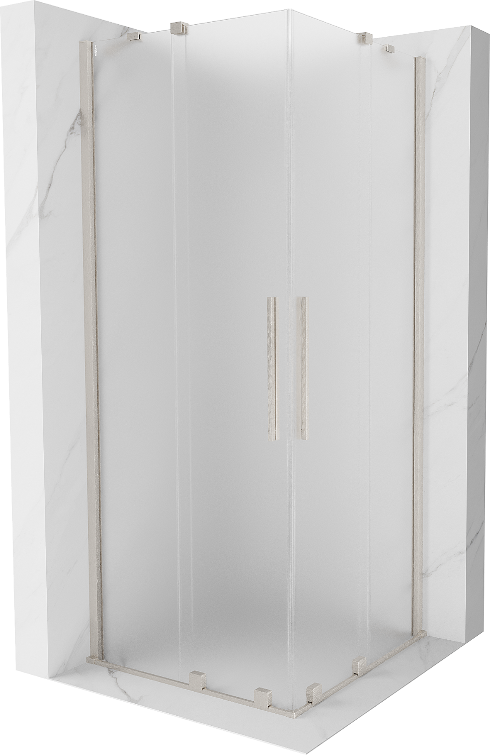 Mexen Velar Duo kabina prysznicowa rozsuwana 90x90 cm, szron, nikiel szczotkowany - 871-090-090-32-97