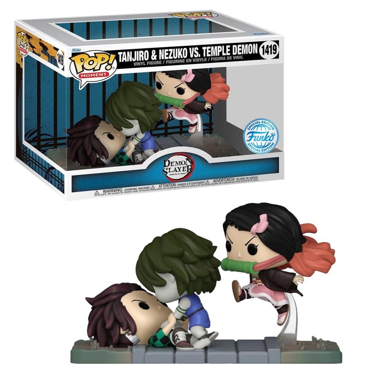 Funko POP!, figurka kolekcjonerska, Moments: Demon Slayer- Tanjiro & Nezuko vs. Temple Demon