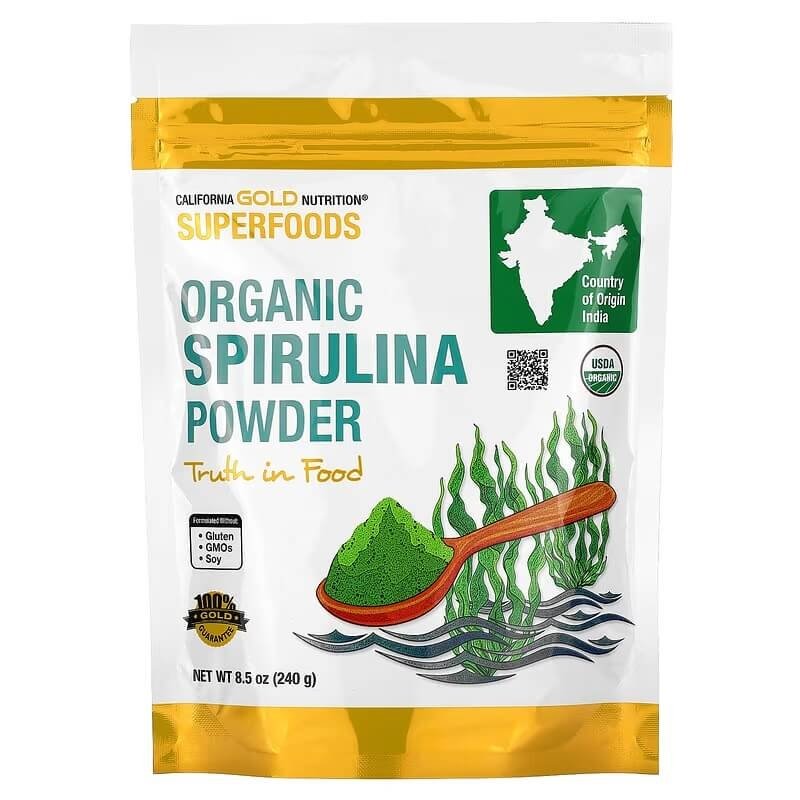 Suplement diety, Organic Spirulina, Organiczna Spirulina PROSZEK 240g.
