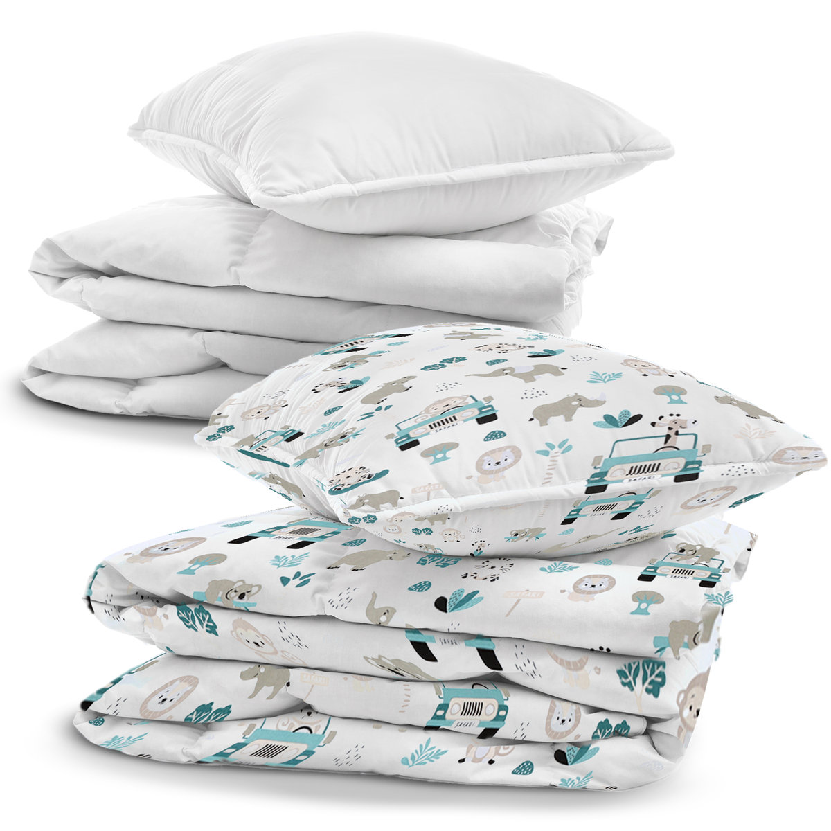 Komplet pościeli dziecięcej: 100x135cm + pościel - pościel dziecięca Pościel dziecięca z poszewką 60x40 wykonana z szarej bawełny Afryka