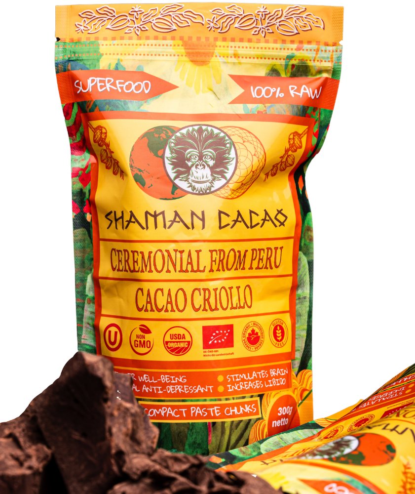 PRAWDZIEWE KAKAO CEREMONIALNE Z PERU (CRIOLLO) 0,3 kg / SHAMAN CACAO