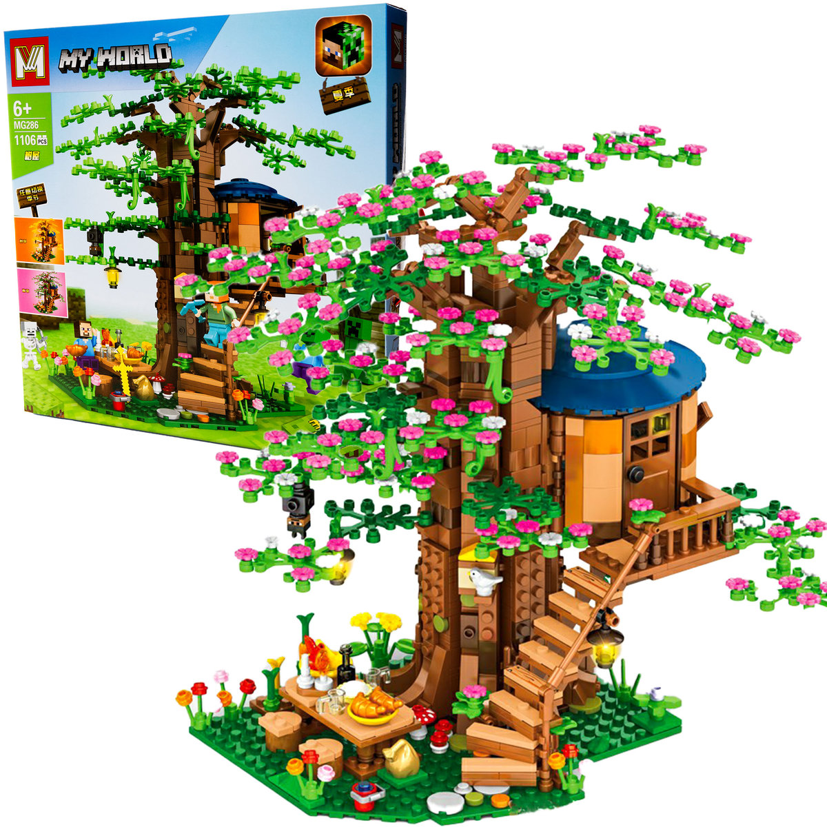 Klocki konstrukcyjne Minecraft zestaw DOMEK NA DRZEWIE 1106EL. plastikowe