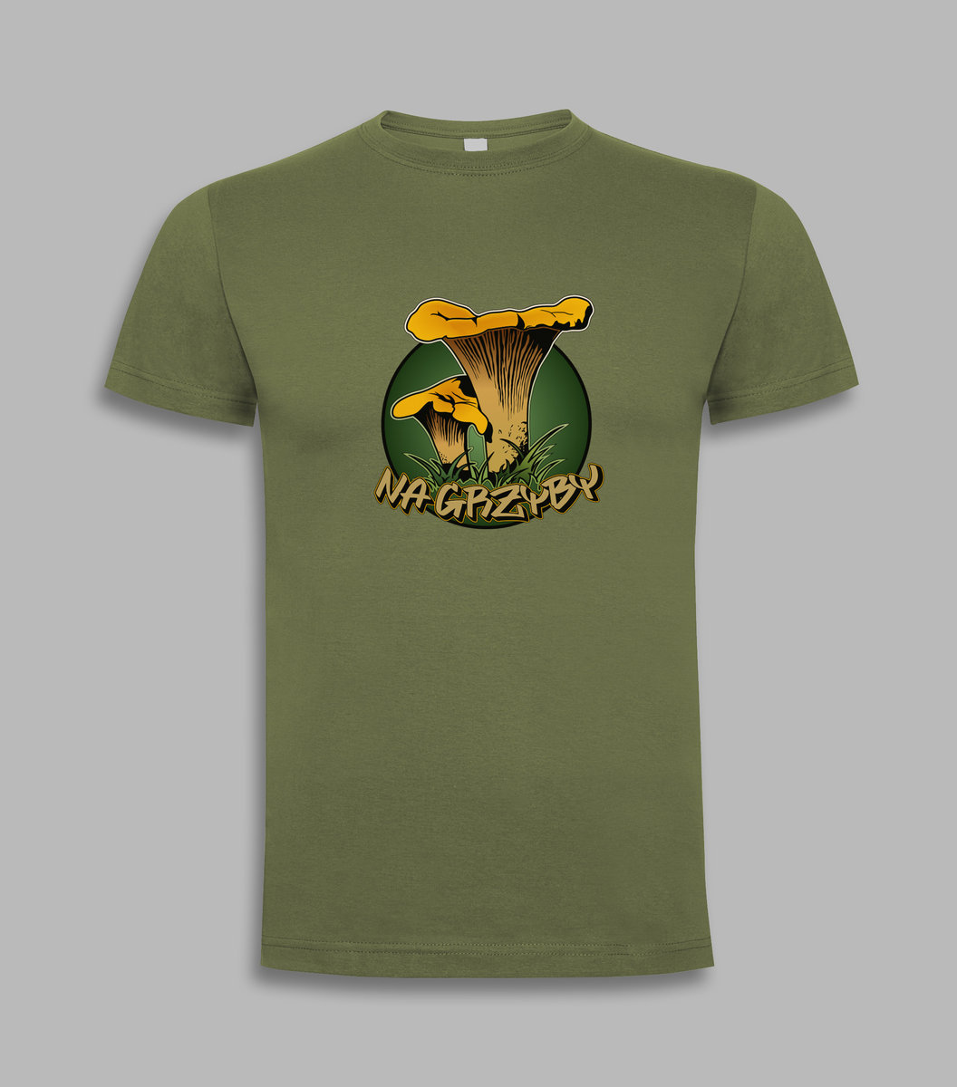T-shirt męski Na grzyby kurka Oliwkowy XL
