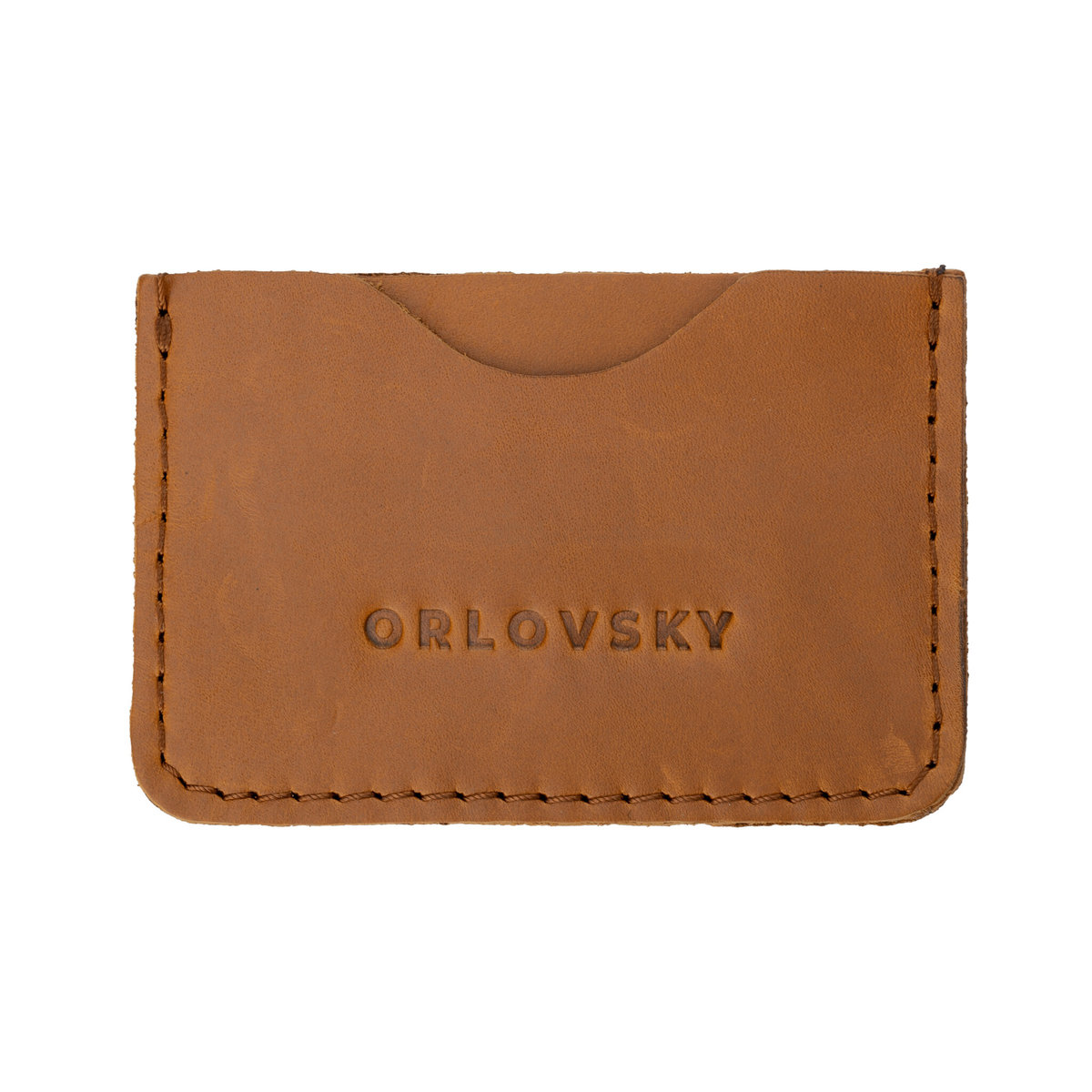 Skórzane etui na karty mały portfel cardholder Orlovsky jasny brąz