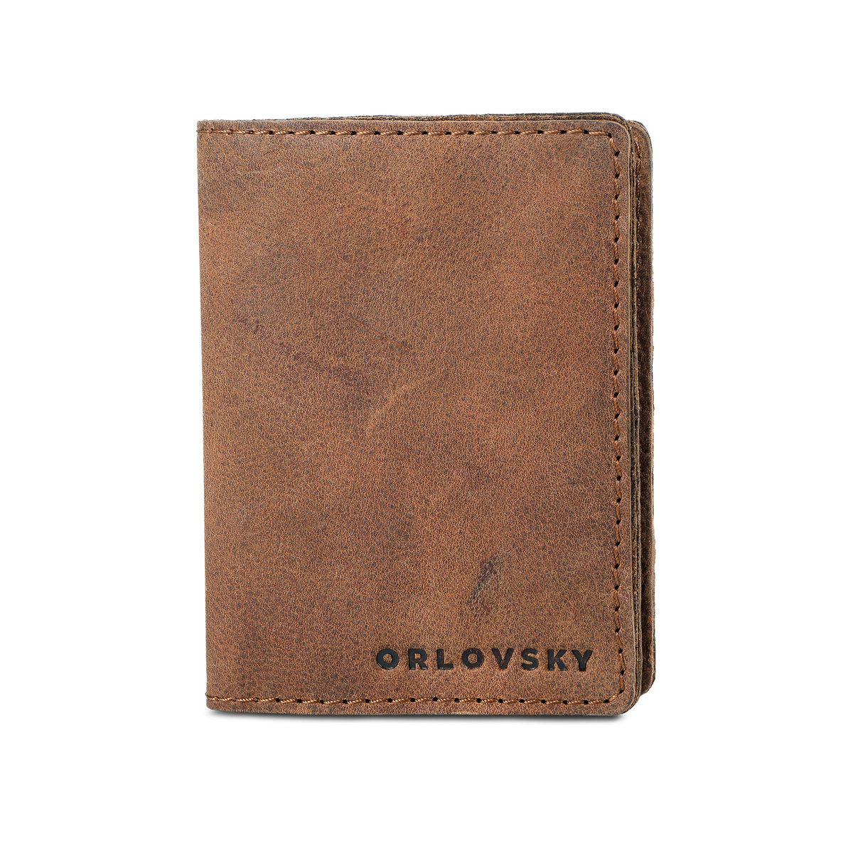 Męski skórzany portfel slim ORLOVSKY W01 brązowy