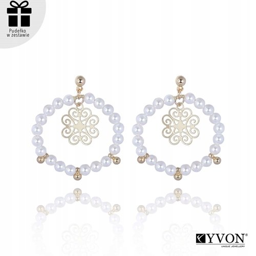 Kolczyki Koła Z Białych Pereł Pozłacane Yvon