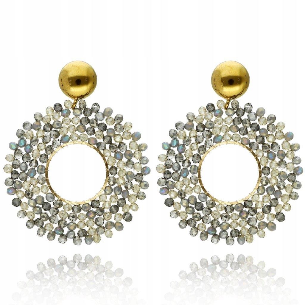 Kolczyki Madera Kryształki Kolczyki Koła Z Koralików Szare Sztyft