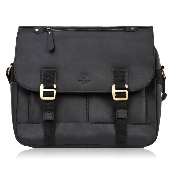 TORBA MĘSKA NA RAMIĘ SKÓRZANA CZARNA VINTAGE NA LAPTOPA DUŻA PAOLO PERUZZI T-81-HBL