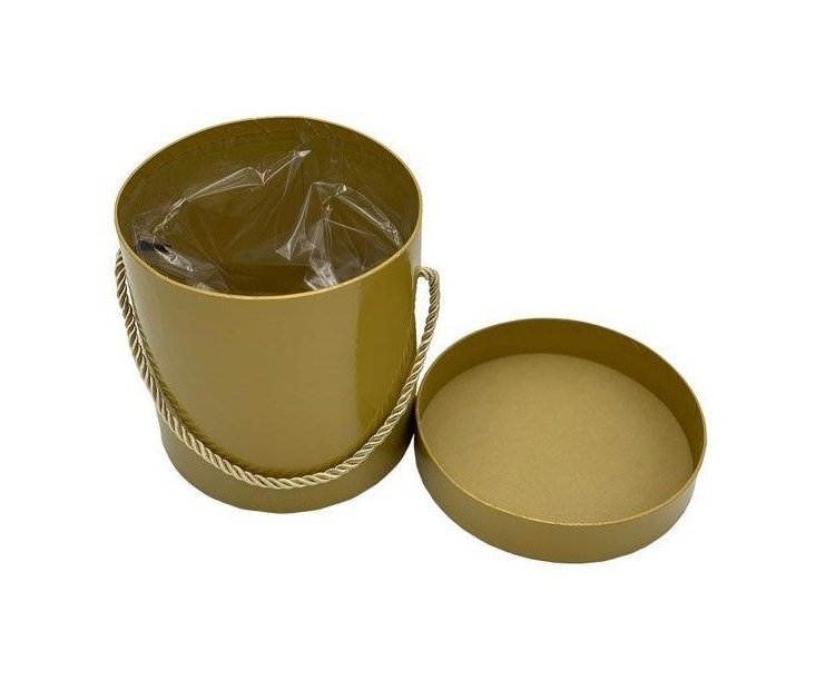 Flowerbox okrągły pudełko na prezent 12x12cm złoty