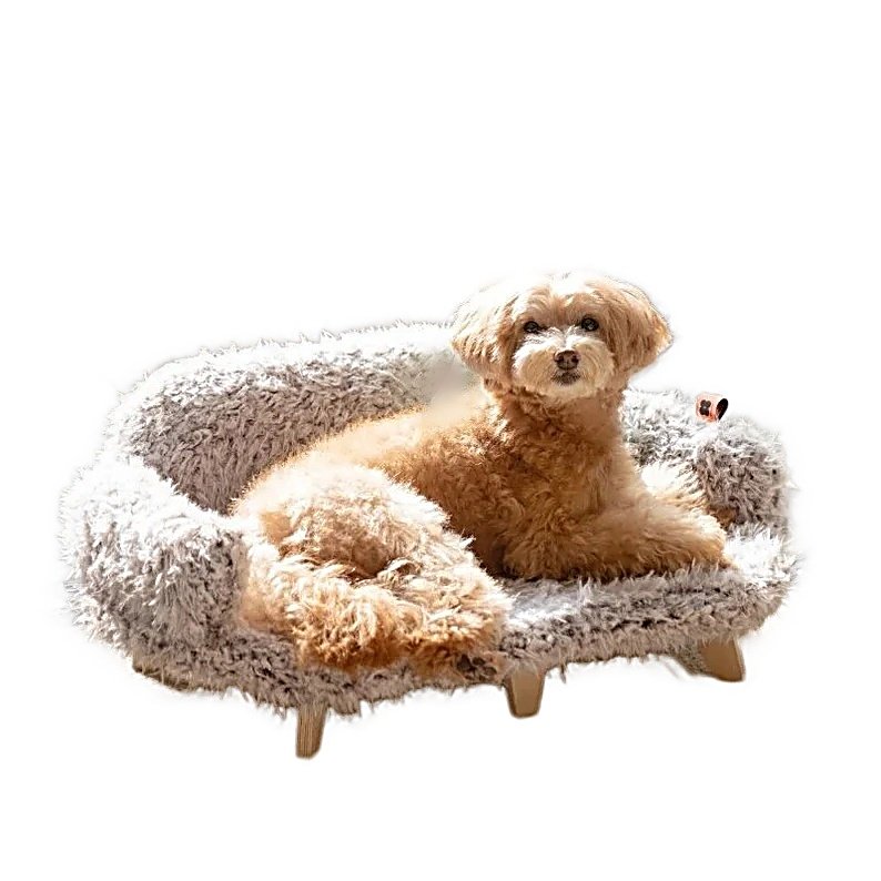 Legowisko Dla Psa Kota Łóżko Sofa Kanapa Miękkie Ciepłe Szare Kojec 66 cm Na Podwyższeniu