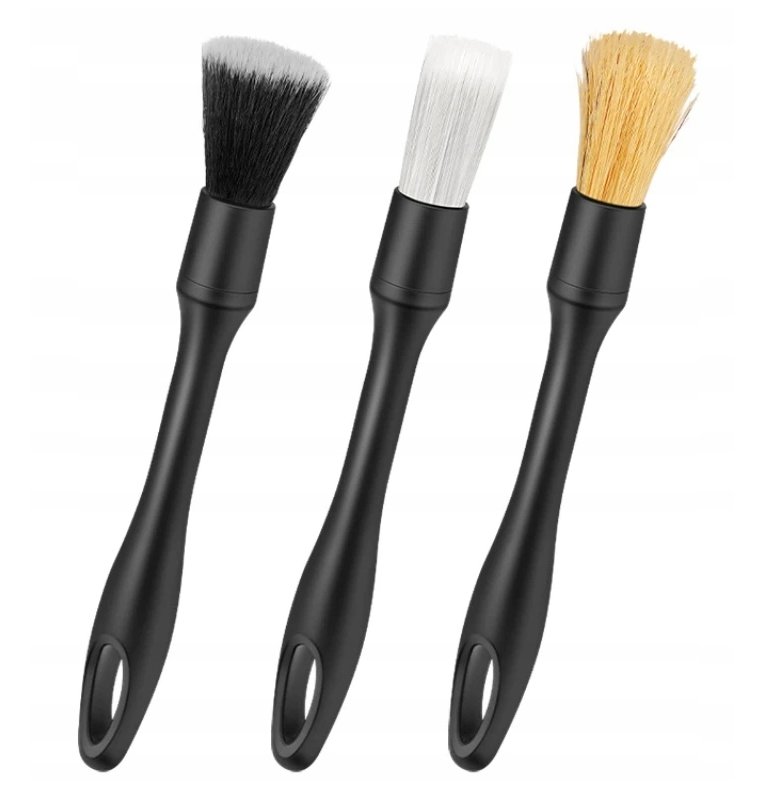 PĘDZLE PĘDZELKI DETAILINGOWE ZESTAW DO CZYSZCZENIA 3 SZT KOMPLET PĘDZLI