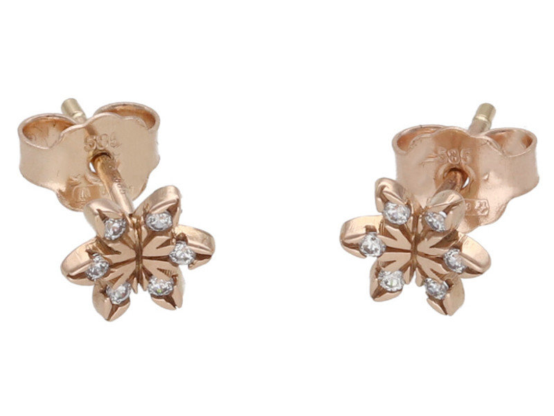 Złote kolczyki 585 wkrętki kwiatuszki 1,01 g