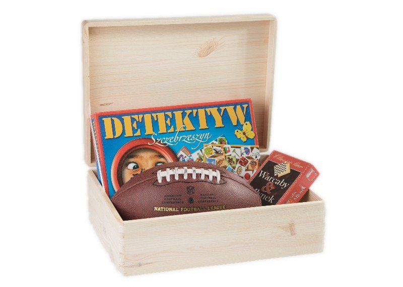 Skrzynka drewniana z deklem bez uchwytów, szkatułka 40x30x13,5 cm Naturalna Dekiel ze sklejki