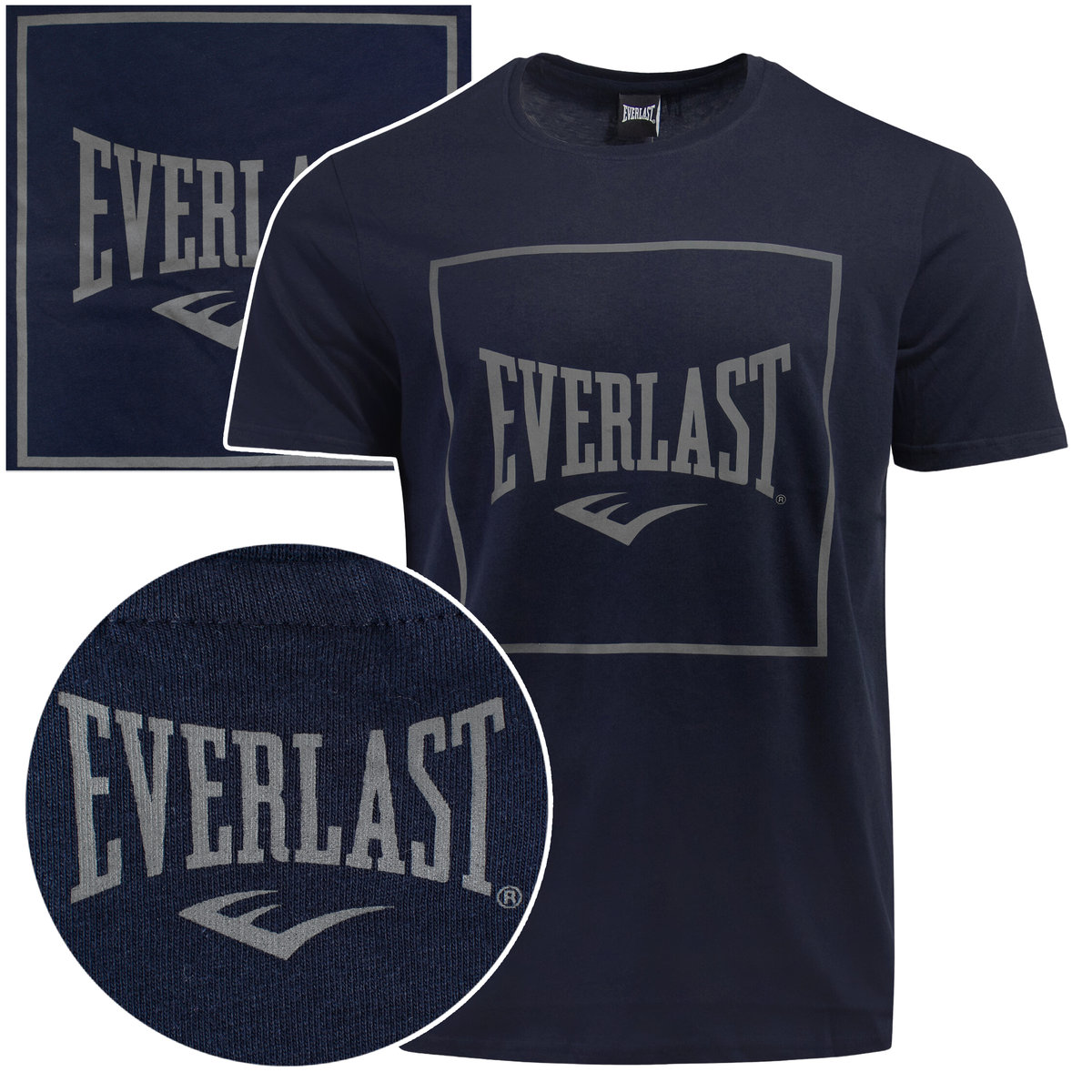 Everlast Koszulka Męska T-shirt Bawełniana Granat Napis 291J86 Rozmiar XXL