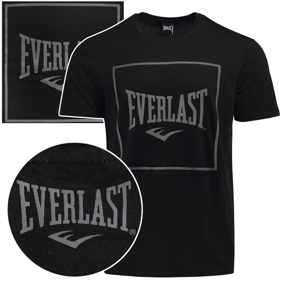 Everlast Koszulka Męska T-shirt Bawełniana Czarna Napis 291J86 Rozmiar XL