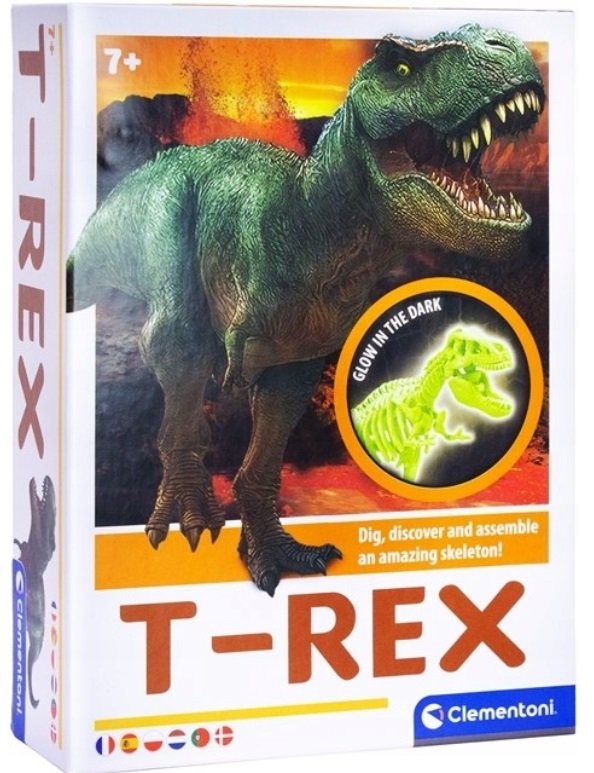 Clementoni Skamieniałości Świecący T-Rex DINOZAUR Szkielet do wykopania