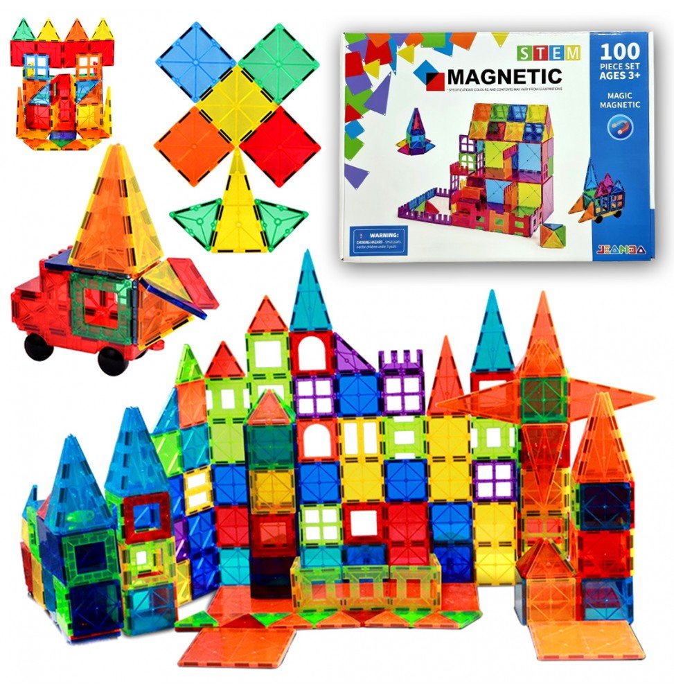 Klocki Magnetyczne Panele Konstrukcyjne 3D Edukacyjne Duże Silne Grube Magnesy 100szt