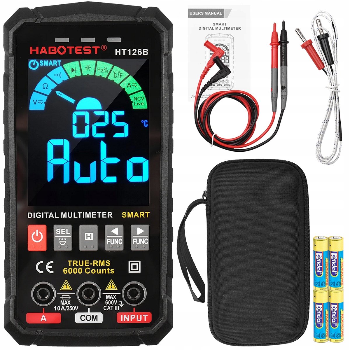CYFROWY MULTIMETR UNIWERSALNY NCV RMS LIVE TEST TERMOPARA TEMP. LATARKA LED