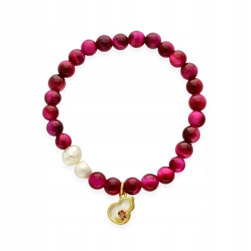 Bransoletka Pozłacana Z Kwarcu, Pereł Słodkowodnych Różowa