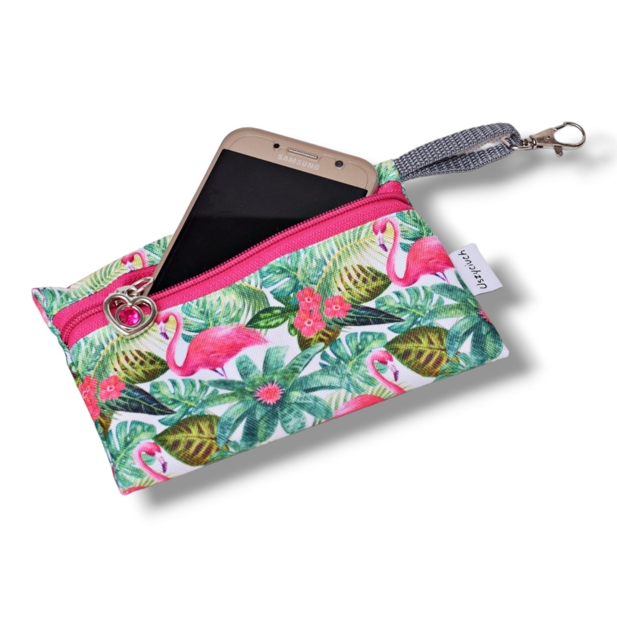 Etui na klucze etui na telefon saszetka portfelik flamingi