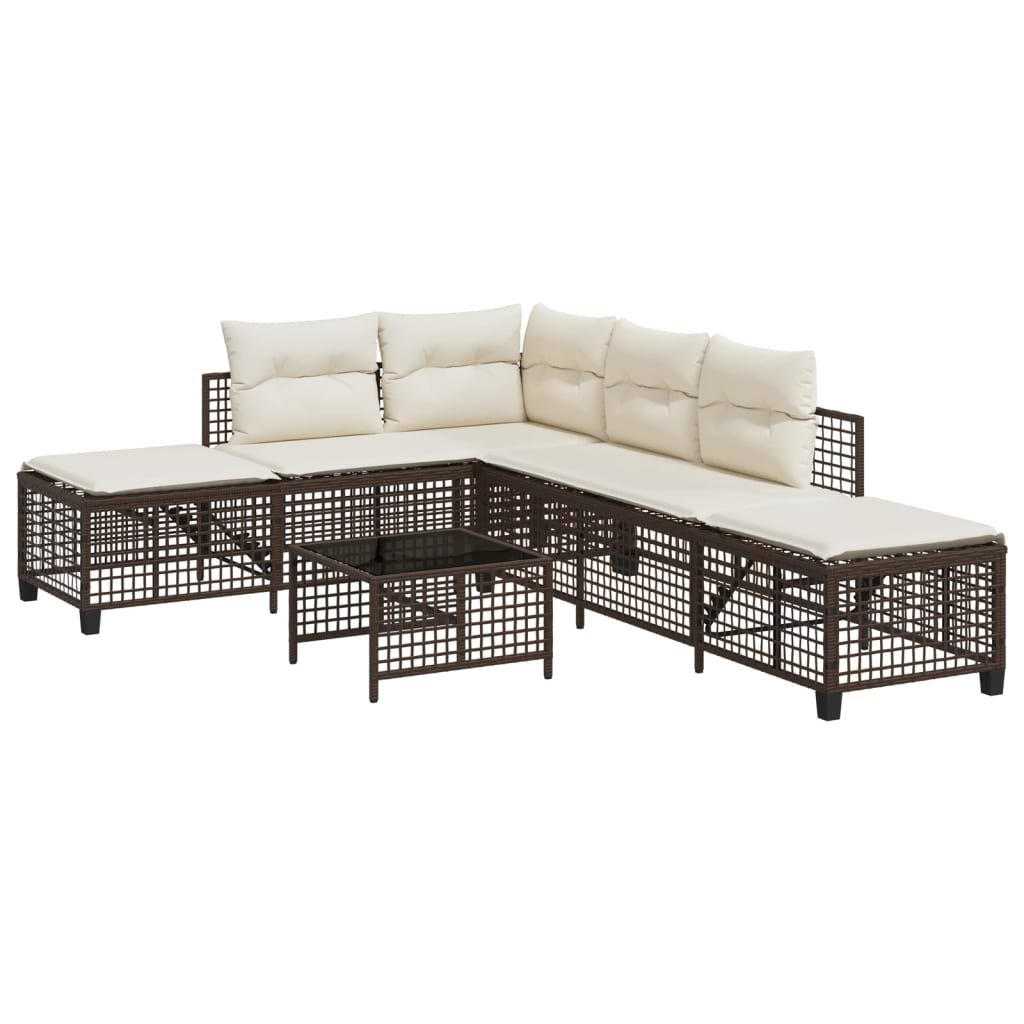 vidaXL 3-cz. narożna sofa ogrodowa z poduszkami, brązowa, polirattan