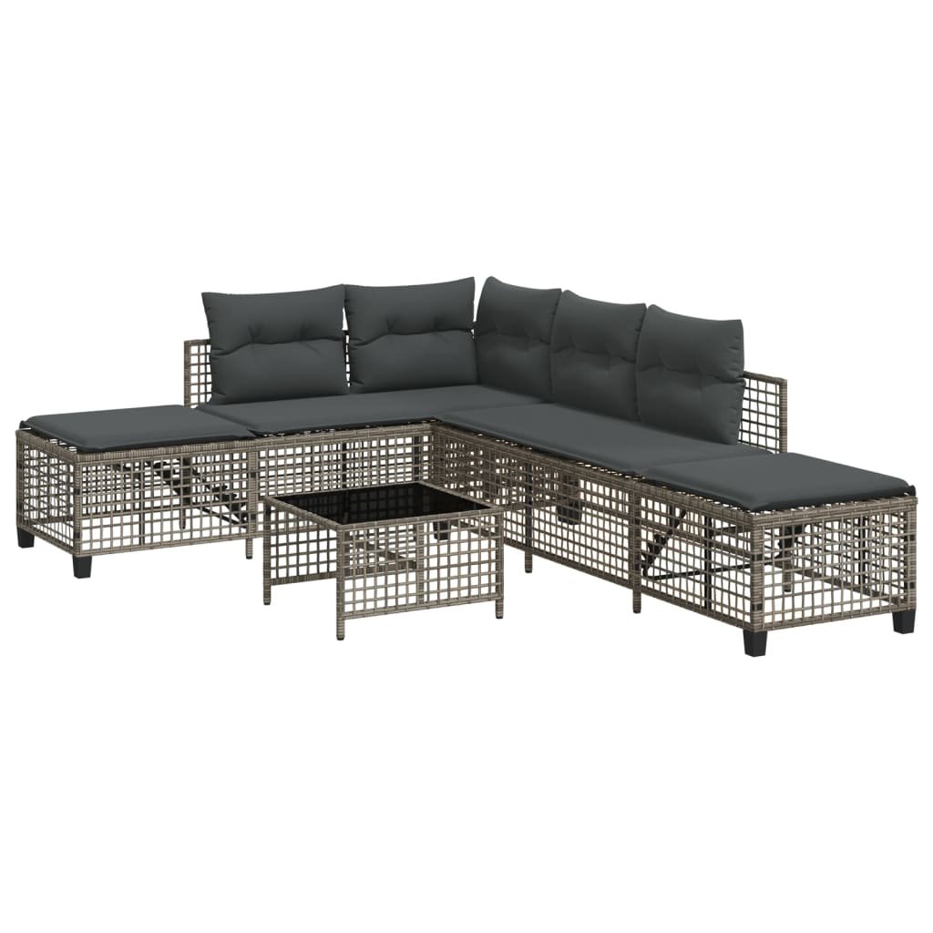 vidaXL 3-cz. narożna sofa ogrodowa z poduszkami, szara, polirattan