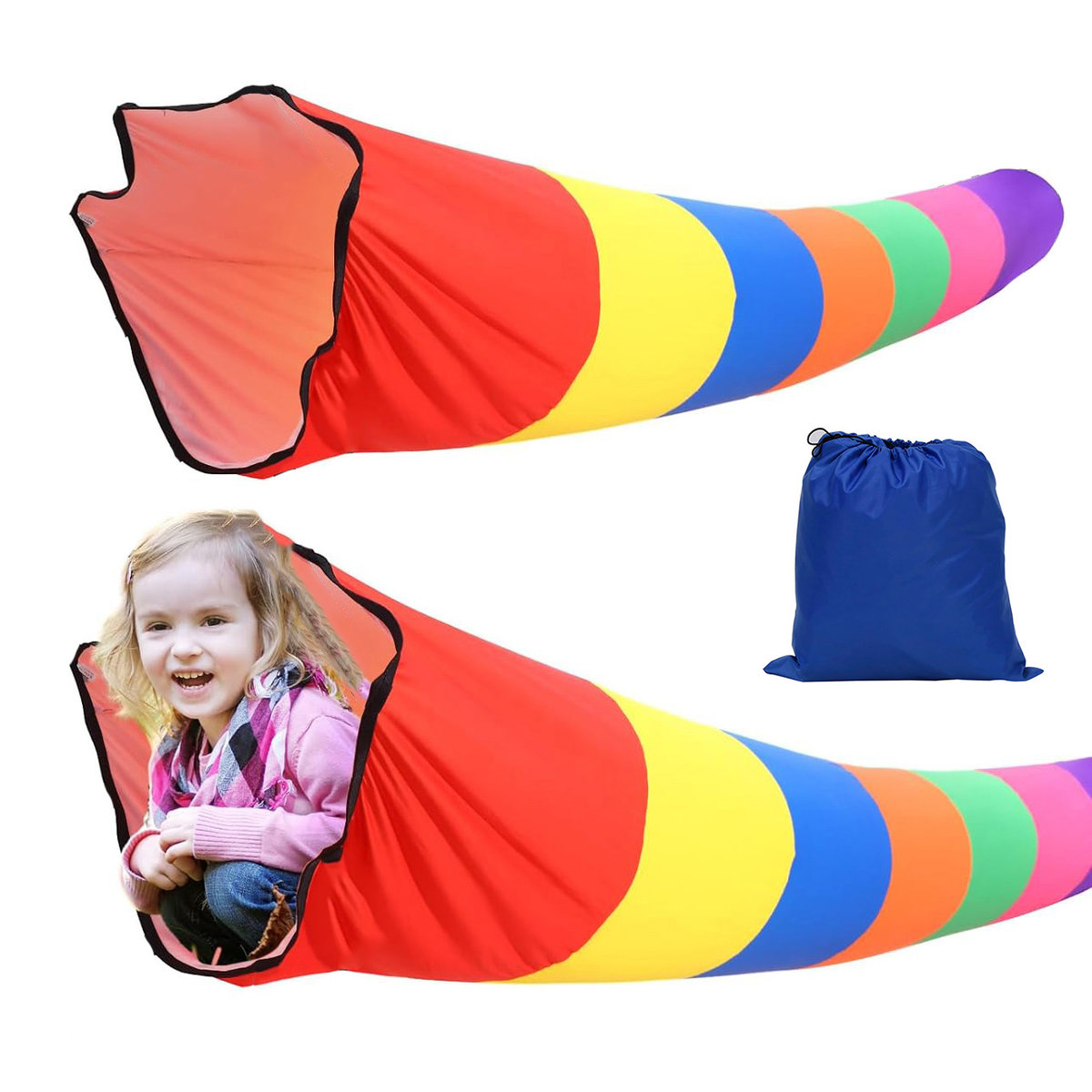 Tunel animacyjny Tęczowy dla dzieci 7 barw 6m sensoryczny gry zabawy 600cm
