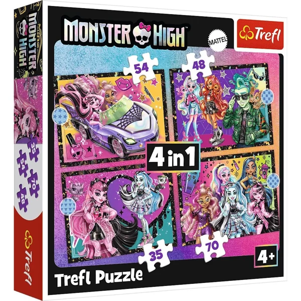 Puzzle 4w1 Elektryzujący dzień Monster High TREFL
