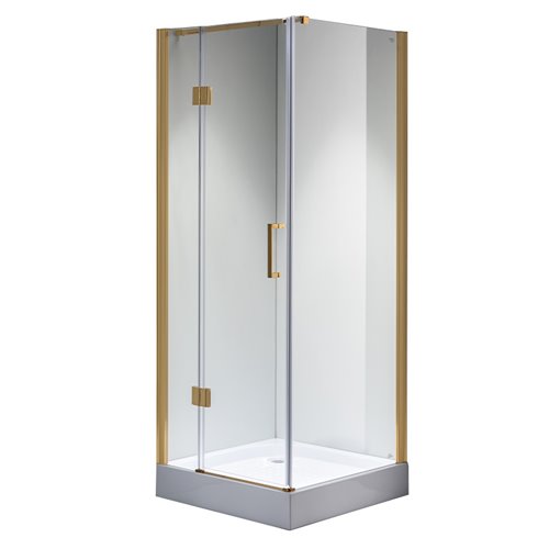 Złota kabina prysznicowa 90x90 kwadratowa drzwi uchylne KZ1390B
