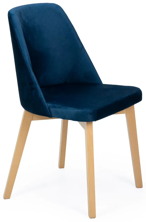 Granatowe krzesło welurowe drewniane H4-S46