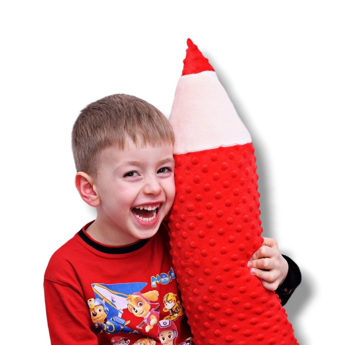 Kredka pluszowa zagłówek długa poduszka ochraniacz czerwona