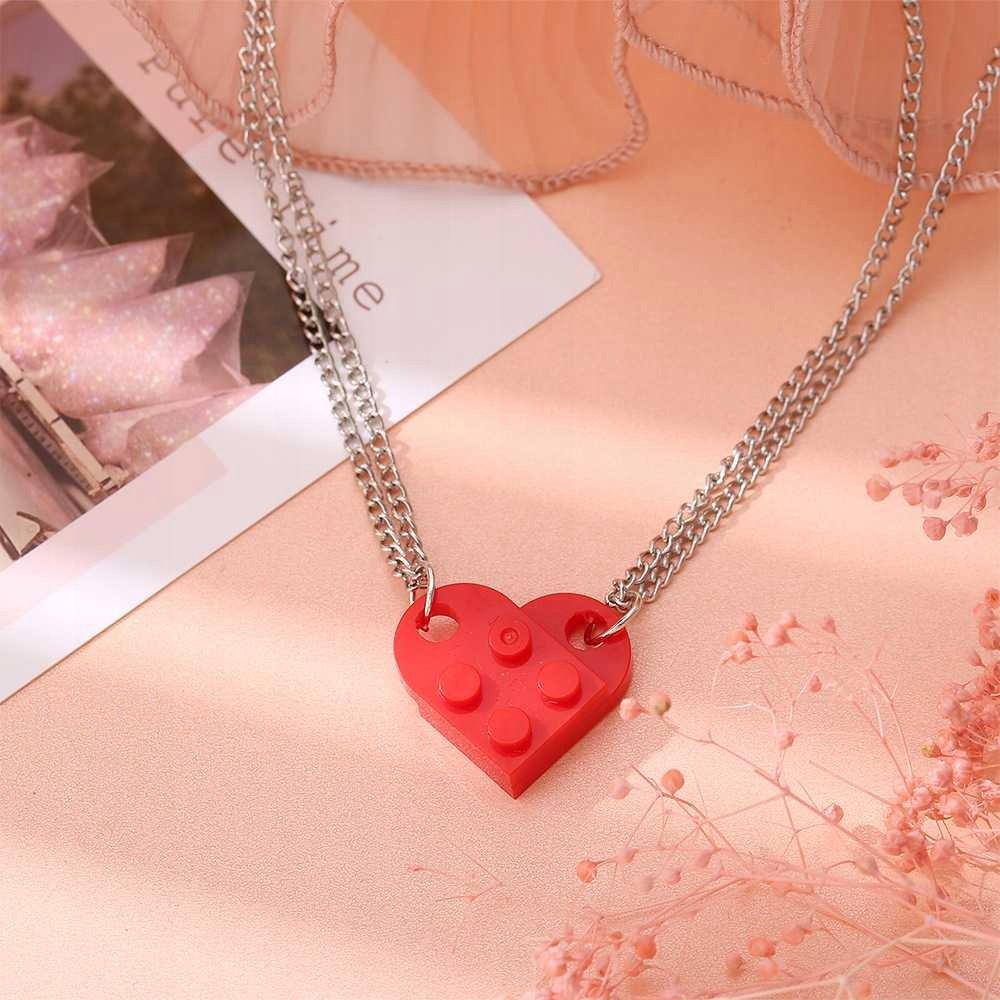 Podwójny naszyjnik wisiorek dla par i przyjaciół serce lego heart prezent