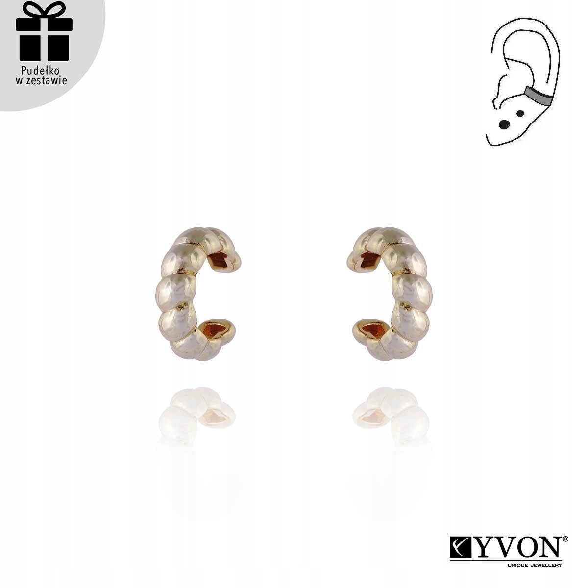 Nausznice Pozłacane Komplet 2 Sztuki W Pudełku Wzór Warkocz