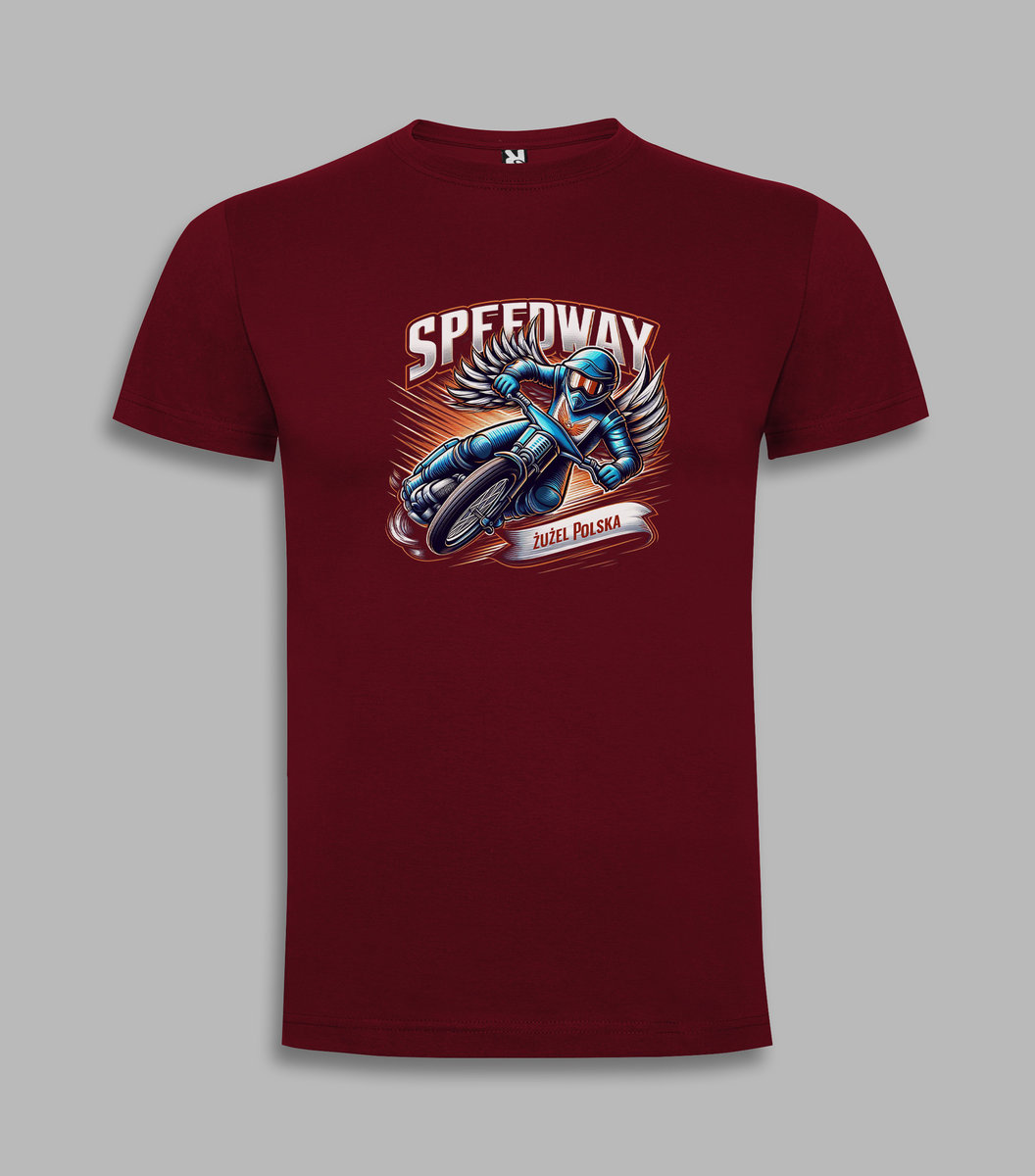 T-shirt męski Speedway żużel Polska Bordowy L