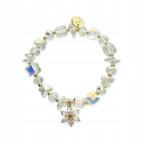 Bransoletka Pozłacana Z Mosiądzu Kryształu Górskiego I Cyrkonii Kwiatek