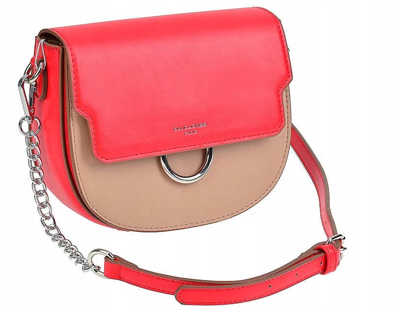 Torebka Listonoszka Elegancka David Jones Red / Camel Eco Skóra