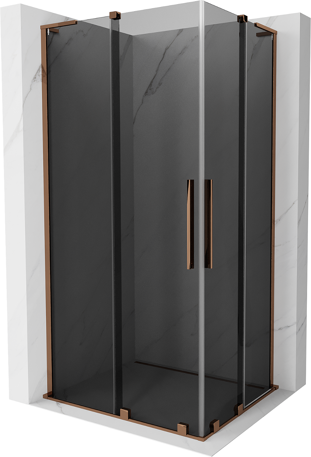 Mexen Velar L Duo kabina prysznicowa rozsuwana 100x90 cm, grafit, różowe złoto - 871-100-090-02-43-60