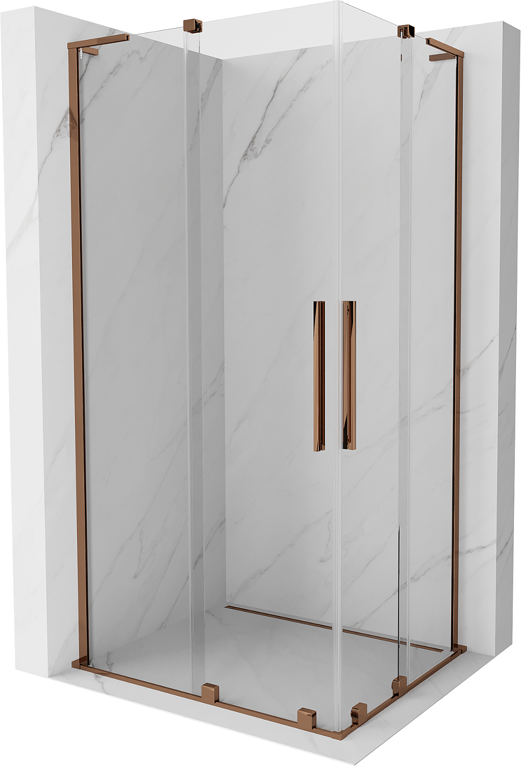 Mexen Velar L Duo kabina prysznicowa rozsuwana 100x90 cm, transparent, różowe złoto - 871-100-090-02-03-60