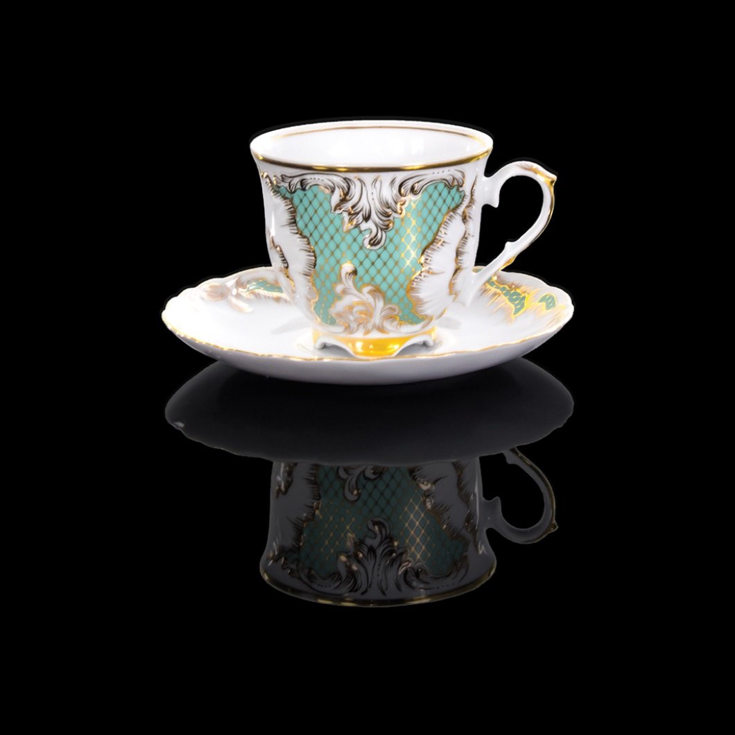 Filiżanka 250 ml ze spodkiem Rococo Rocaille Turkus G351