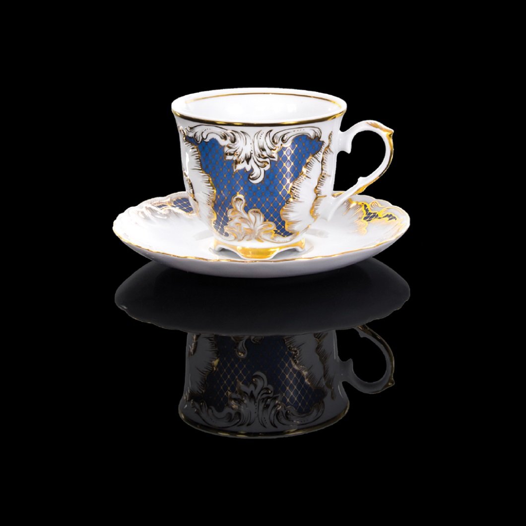 Filiżanka 250 ml ze spodkiem Rococo Rocaille Indygo G352