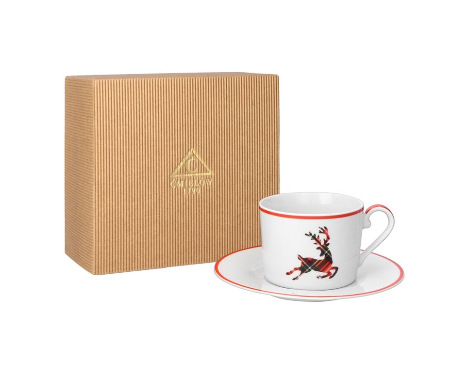 Filiżanka 250 ml ze spodkiem Jenny Jelonek w kratkę G437