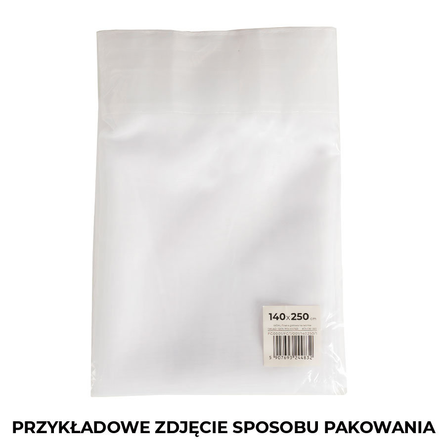 WOAL Firana gotowa na taśmie, szerokość 140 x wysokość 230cm, kolor biały
