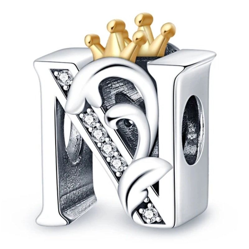 Zawieszka SREBRO 925 Charms koralik do PANDORA Litera N