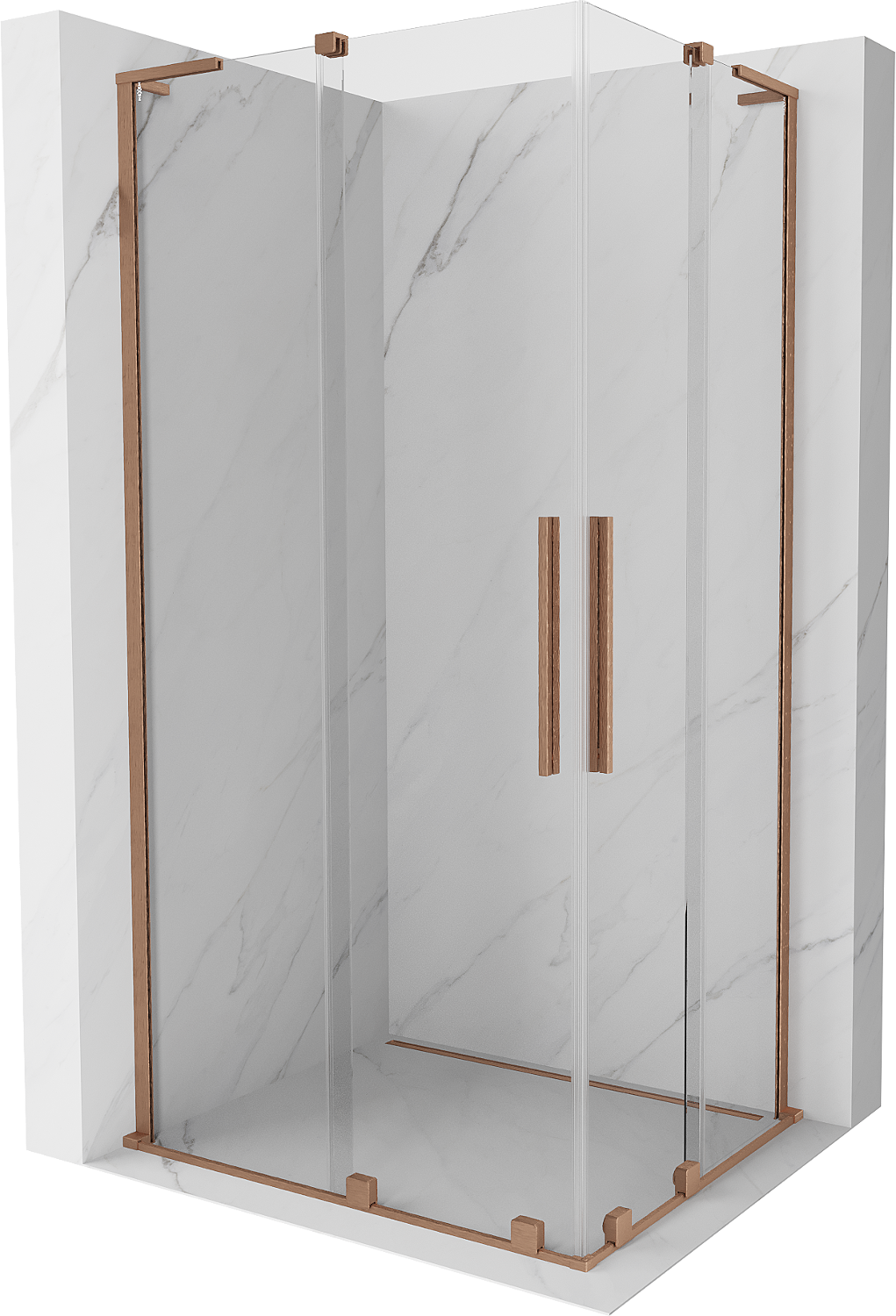 Mexen Velar L Duo kabina prysznicowa rozsuwana 100x90 cm, transparent, miedź szczotkowana - 871-100-090-02-03-65