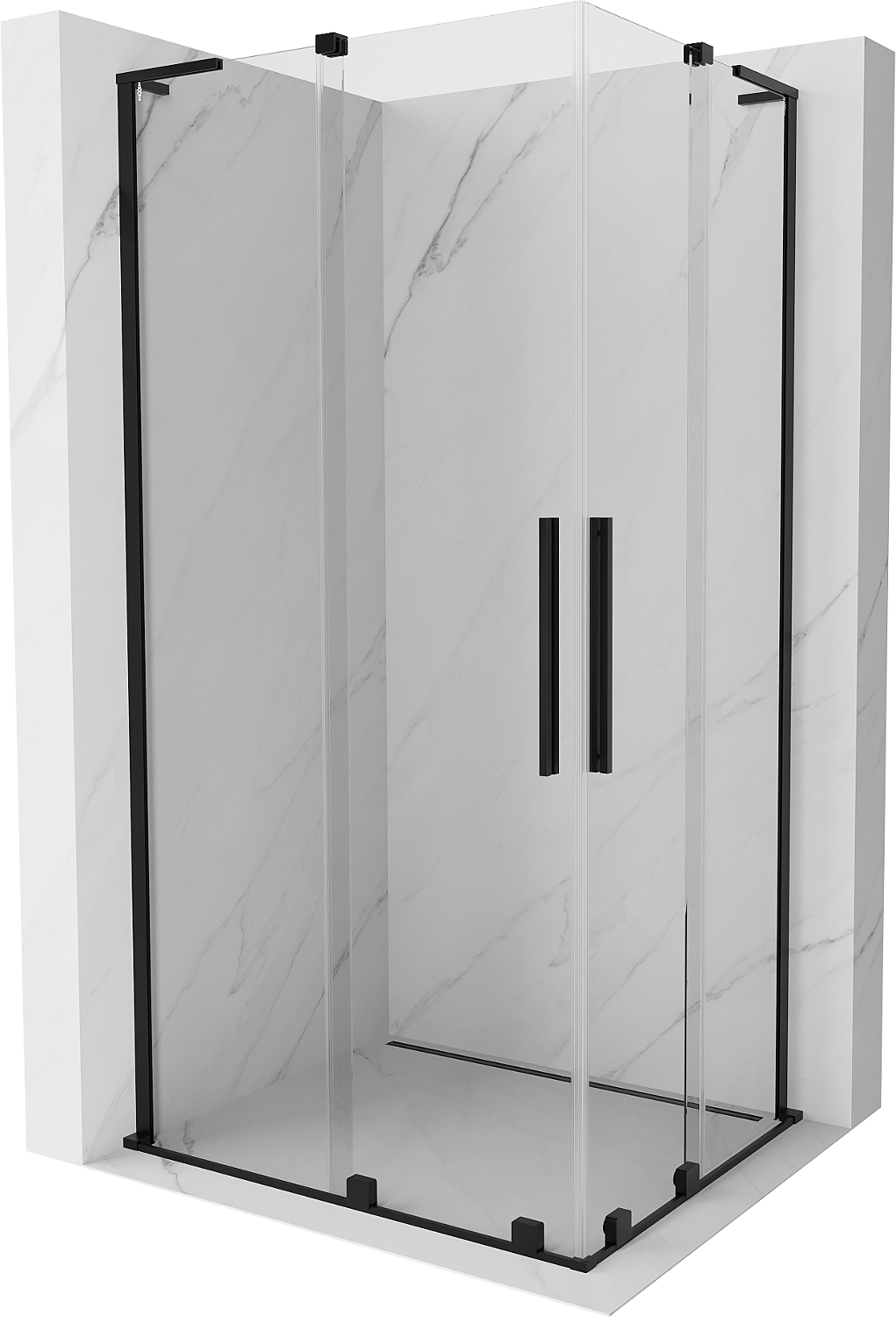 Mexen Velar L Duo kabina prysznicowa rozsuwana 90x80 cm, transparent, czarna - 871-090-080-02-03-70
