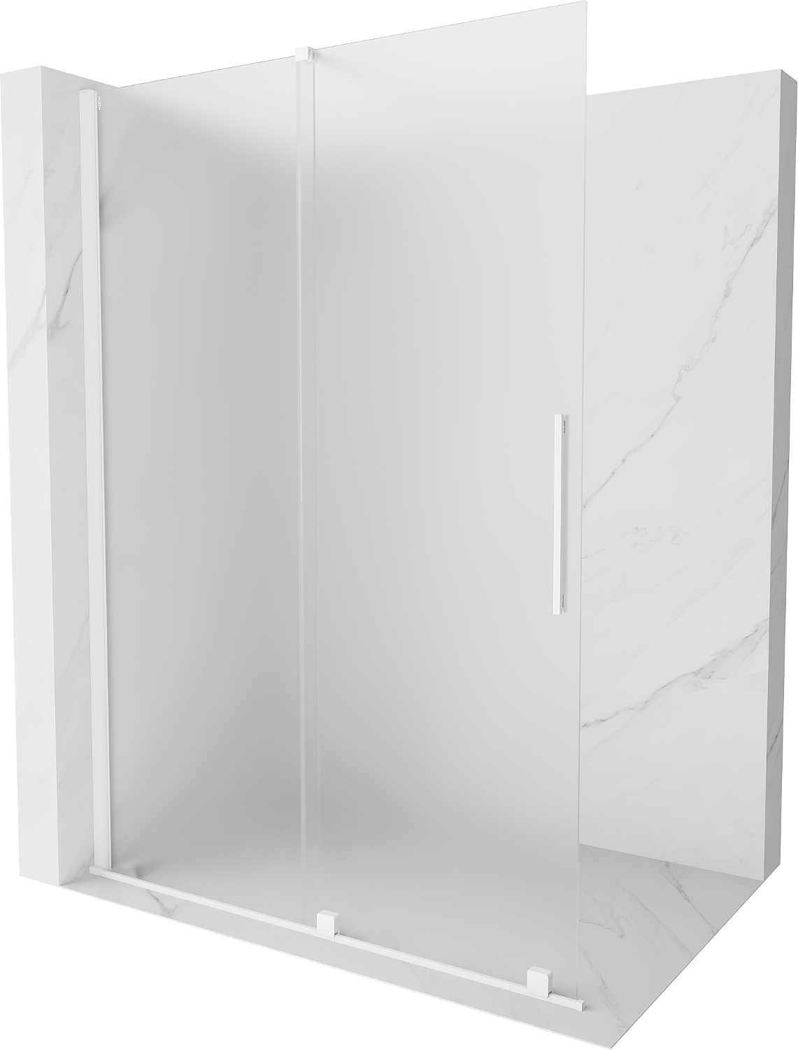 Mexen Velar ścianka prysznicowa rozsuwana Walk-in 160 x 200 cm, szron 8 mm, biała - 871-160-000-33-20