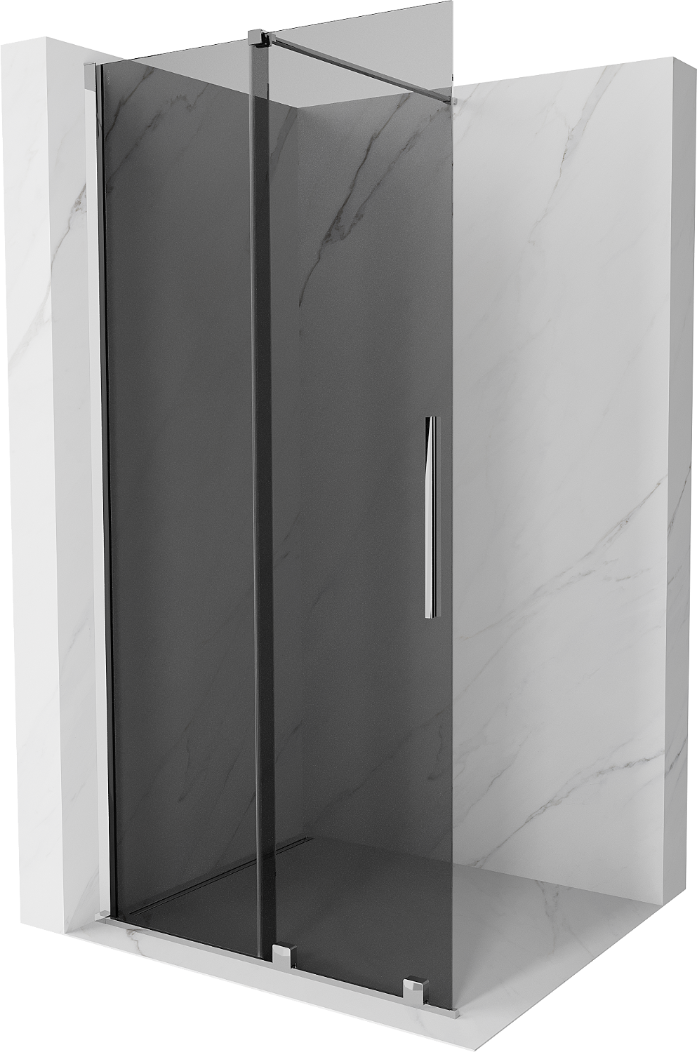 Mexen Velar ścianka prysznicowa rozsuwana Walk-in 75 x 200 cm, grafit 8 mm, chrom - 871-075-000-43-01