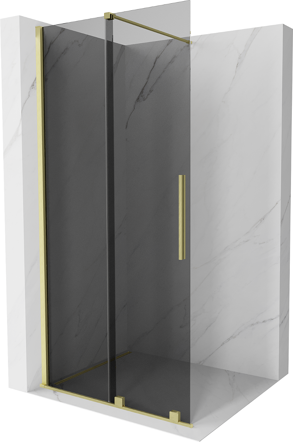 Mexen Velar ścianka prysznicowa rozsuwana Walk-in 100 x 200 cm, grafit 8 mm, złota szczotkowana - 871-100-000-43-55